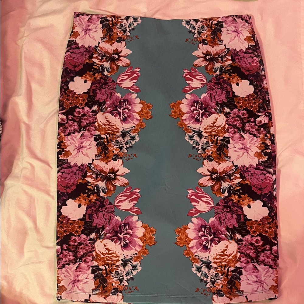 Rue21 Floral Pencil Skirt in Pink and Orange